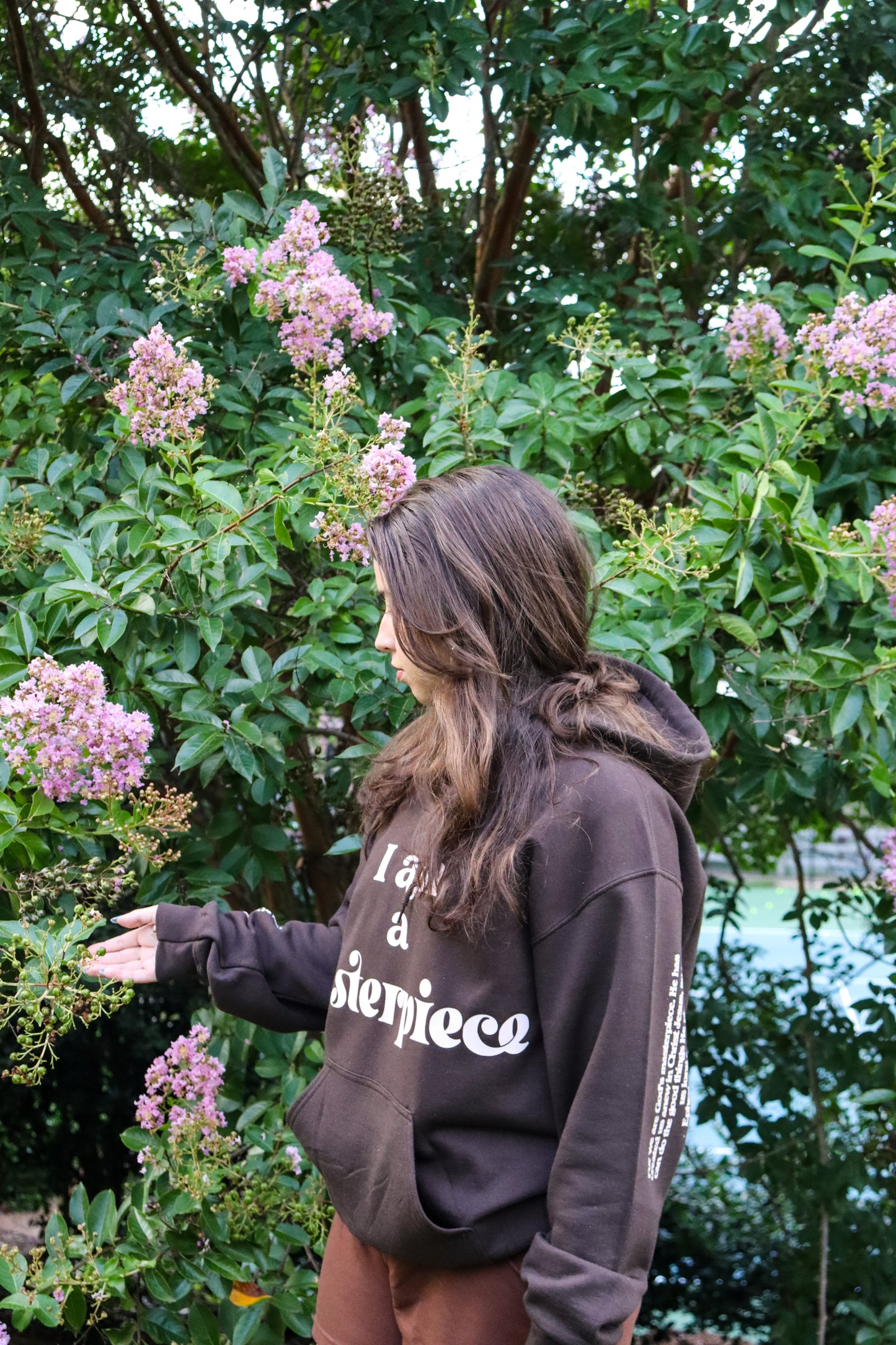 MASTERPIECE HOODIE DARK BROWN W/ LIGHT PINK