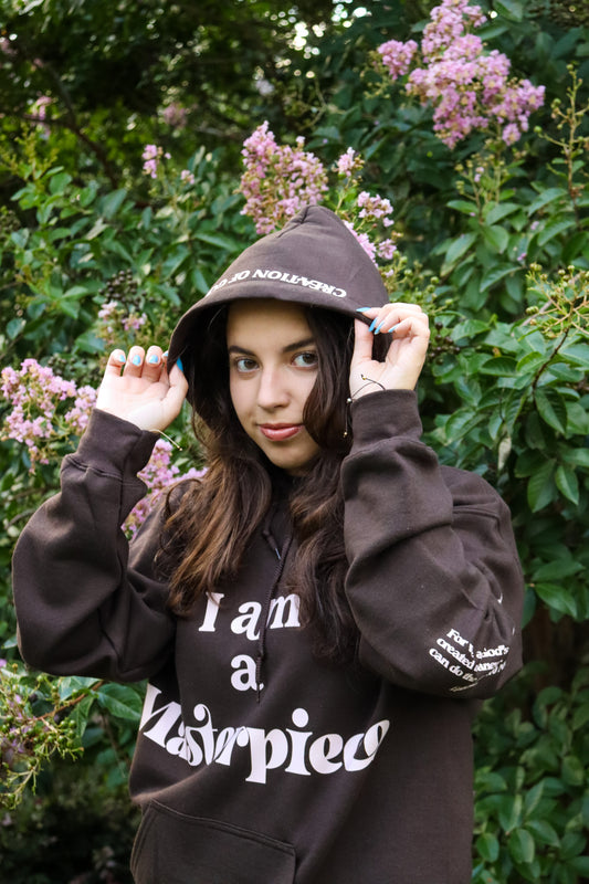 MASTERPIECE HOODIE DARK BROWN W/ LIGHT PINK