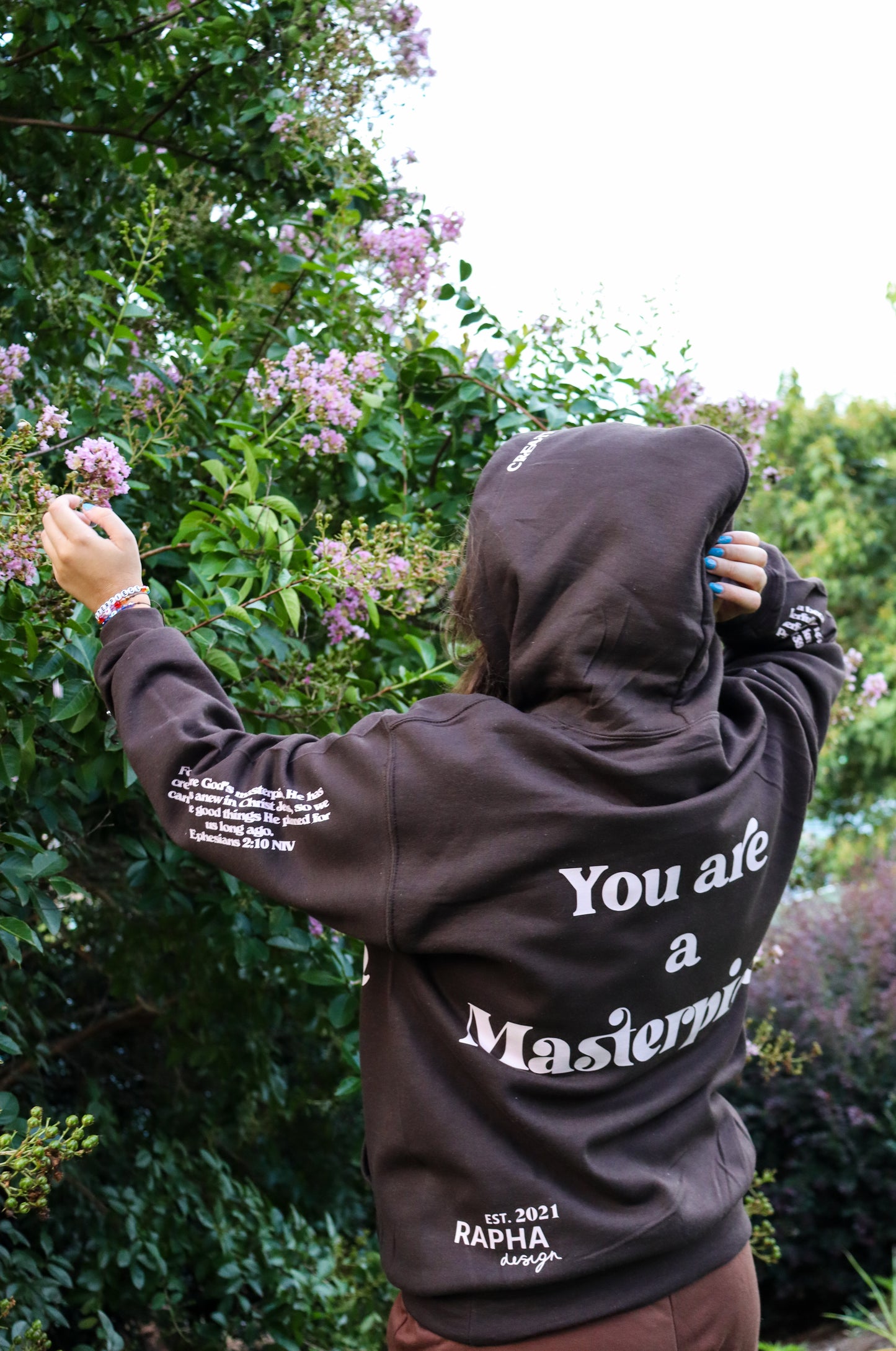 MASTERPIECE HOODIE DARK BROWN W/ LIGHT PINK