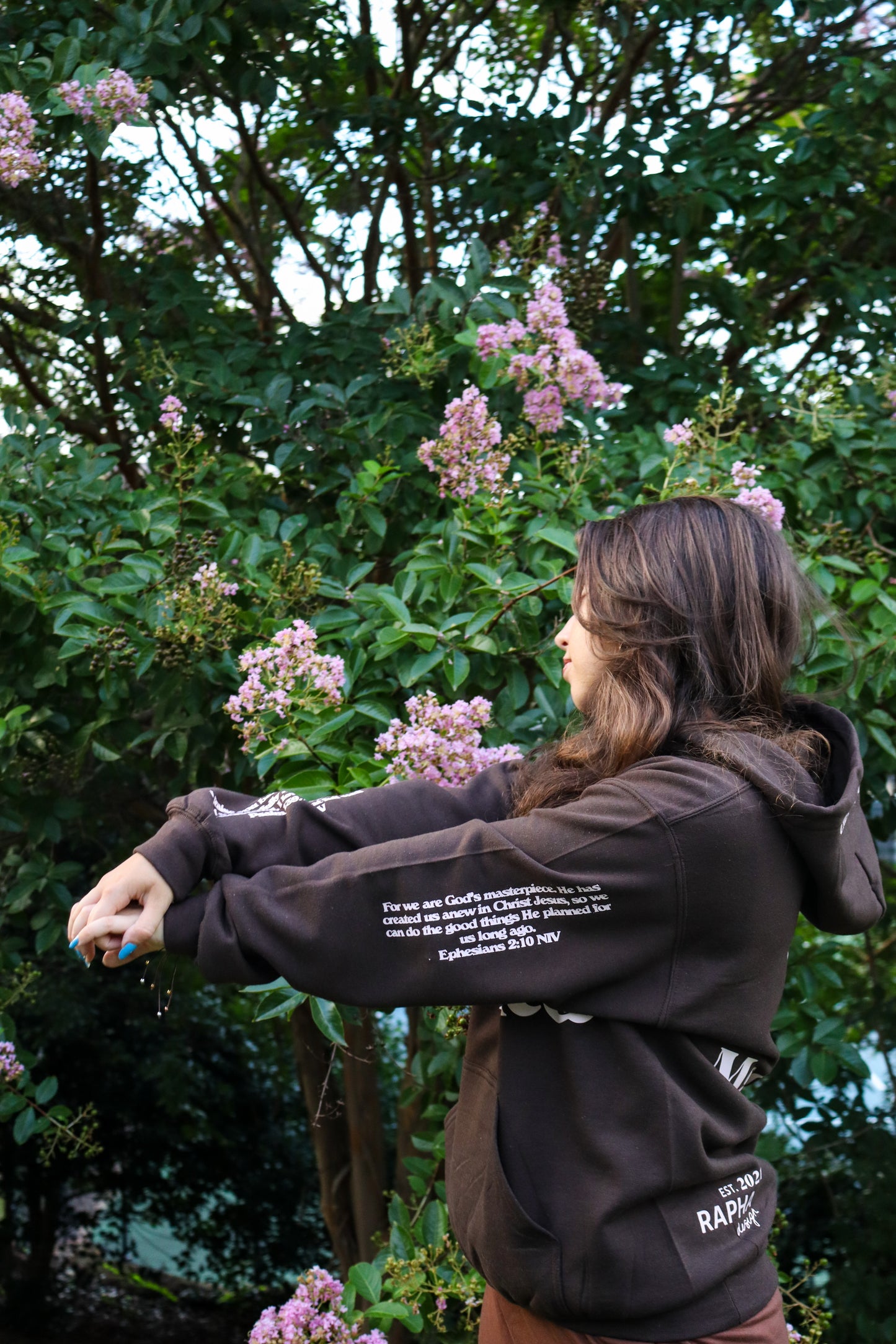 MASTERPIECE HOODIE DARK BROWN W/ LIGHT PINK