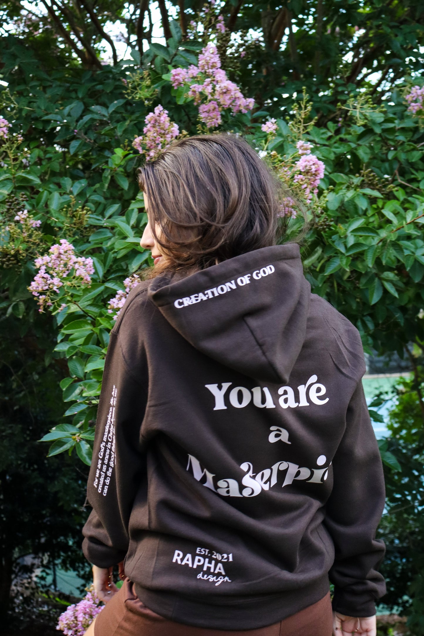 MASTERPIECE HOODIE DARK BROWN W/ LIGHT PINK