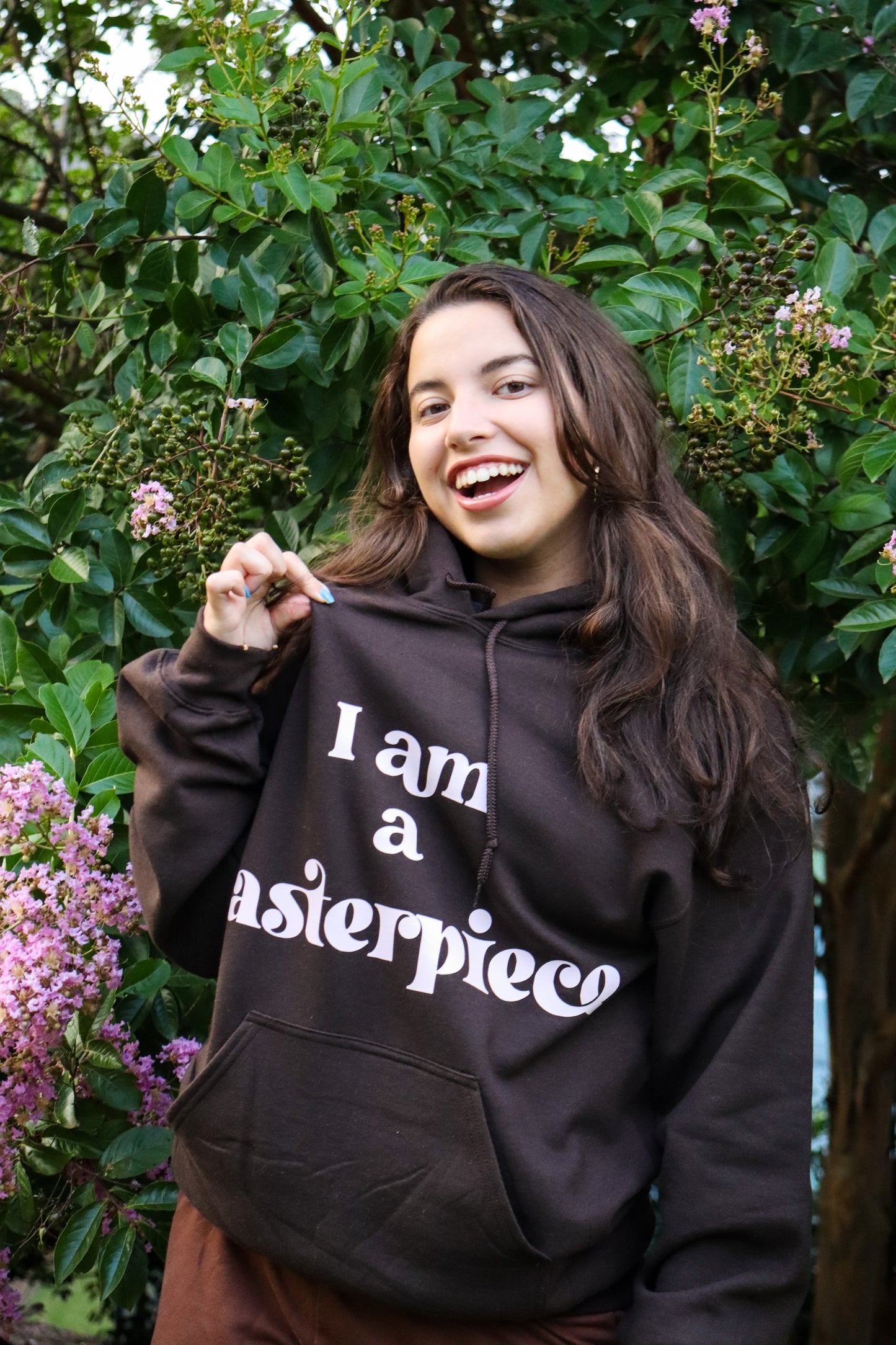 MASTERPIECE HOODIE DARK BROWN W/ LIGHT PINK