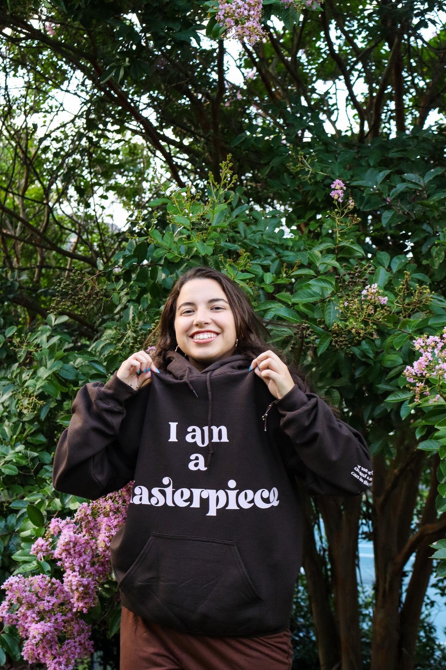 MASTERPIECE HOODIE DARK BROWN W/ LIGHT PINK