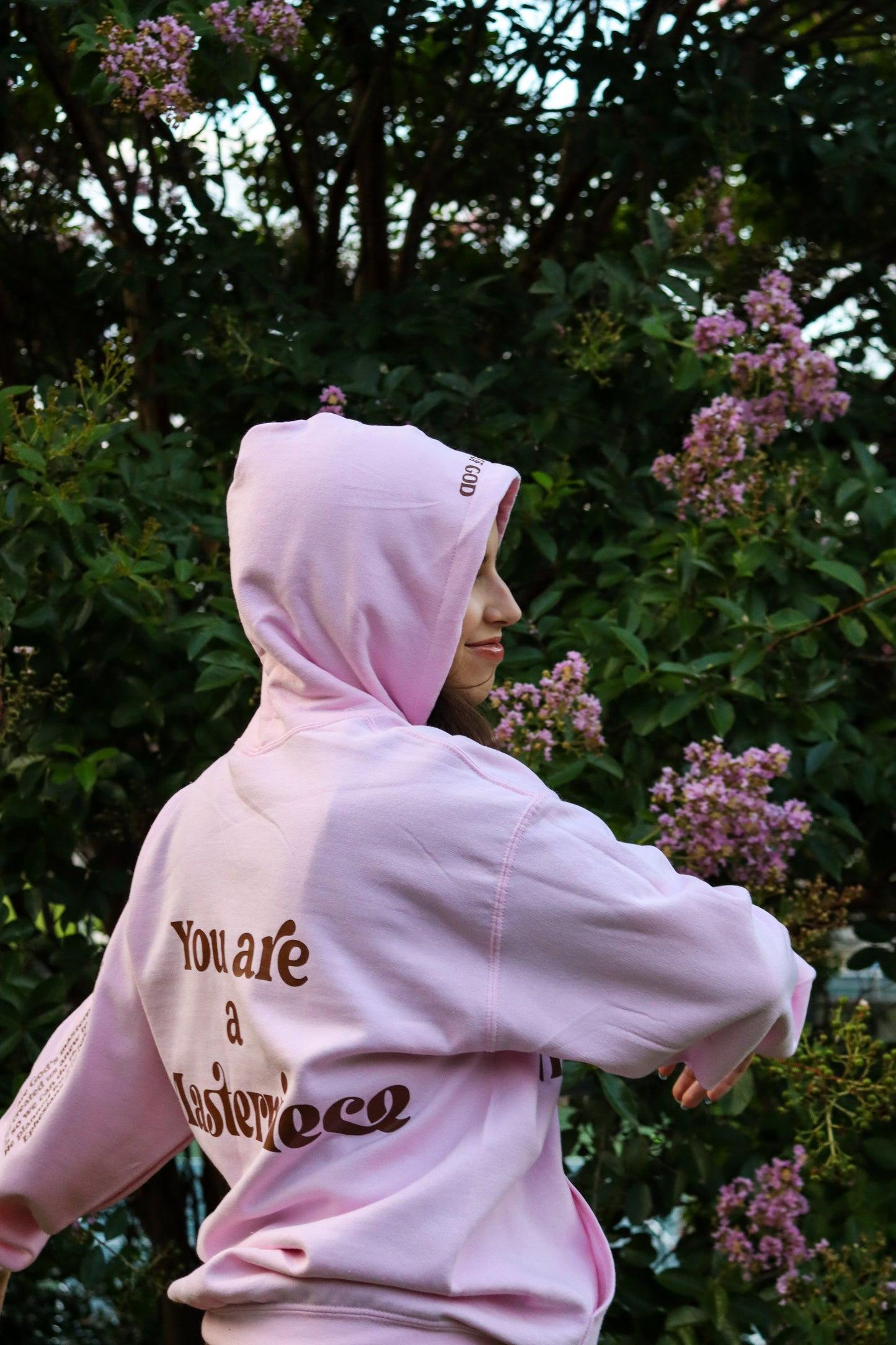 MASTERPIECE HOODIE LIGHT PINK W/ DARK BROWN