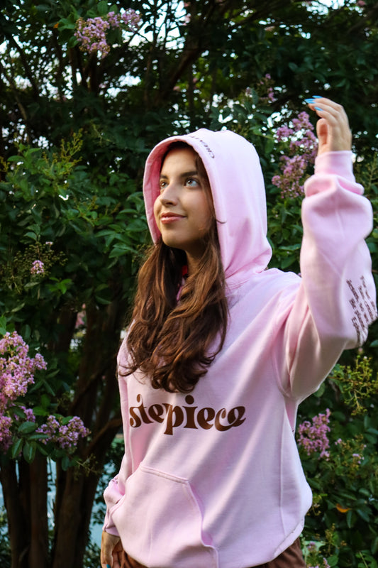 MASTERPIECE HOODIE LIGHT PINK W/ DARK BROWN