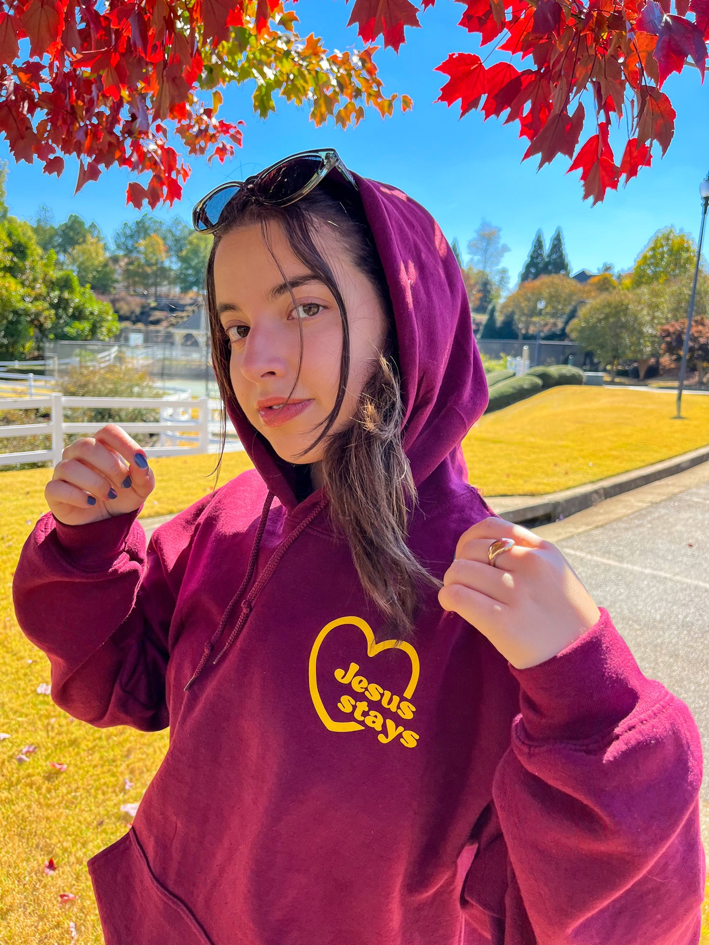 JESUS STAYS MAROON W/ YELLOW