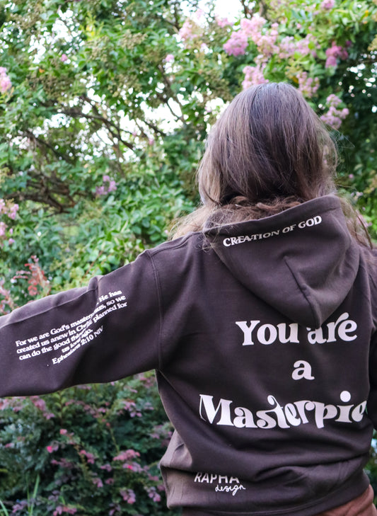 MASTERPIECE HOODIE DARK BROWN W/ LIGHT PINK