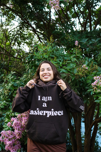 MASTERPIECE HOODIE DARK BROWN W/ LIGHT PINK