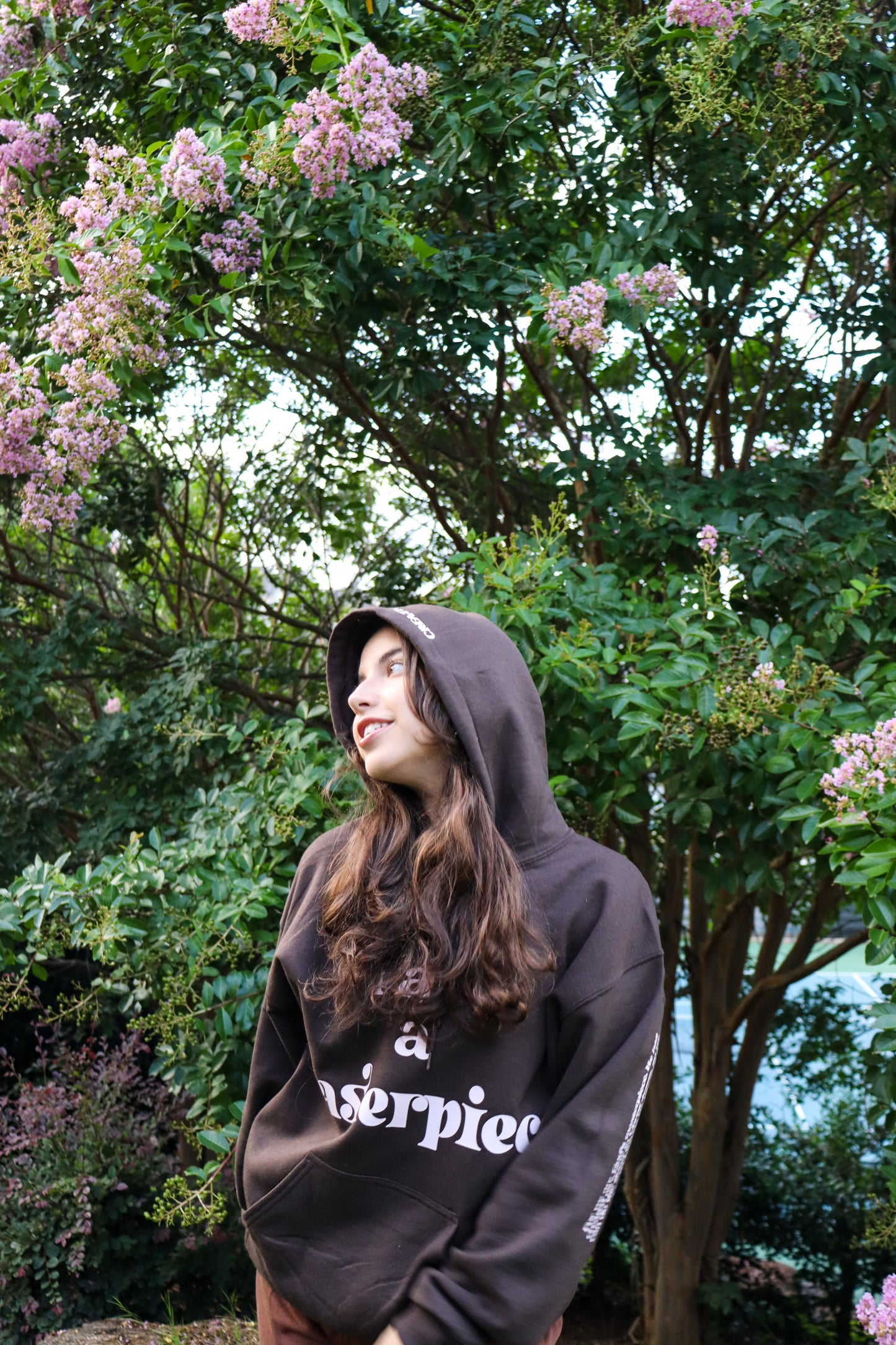 MASTERPIECE HOODIE DARK BROWN W/ LIGHT PINK