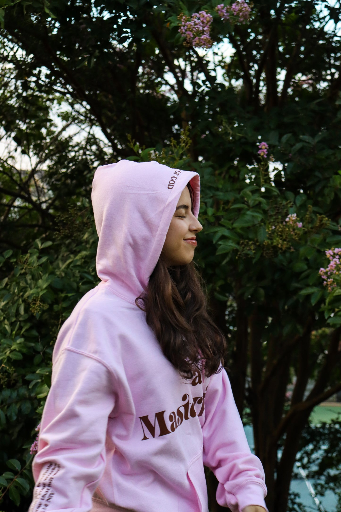 MASTERPIECE HOODIE LIGHT PINK W/ DARK BROWN