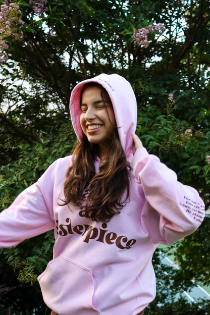 MASTERPIECE HOODIE LIGHT PINK W/ DARK BROWN