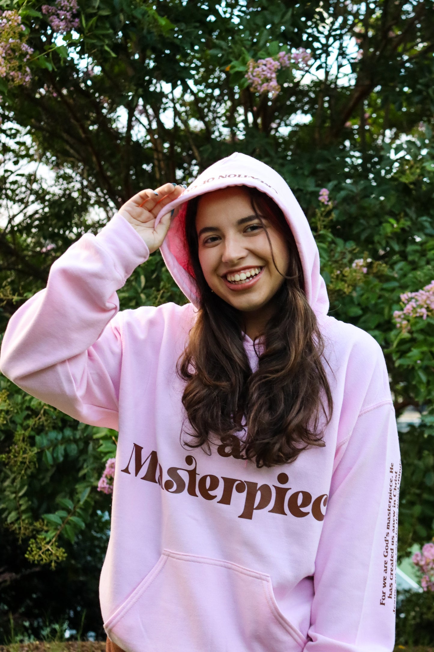 MASTERPIECE HOODIE LIGHT PINK W/ DARK BROWN