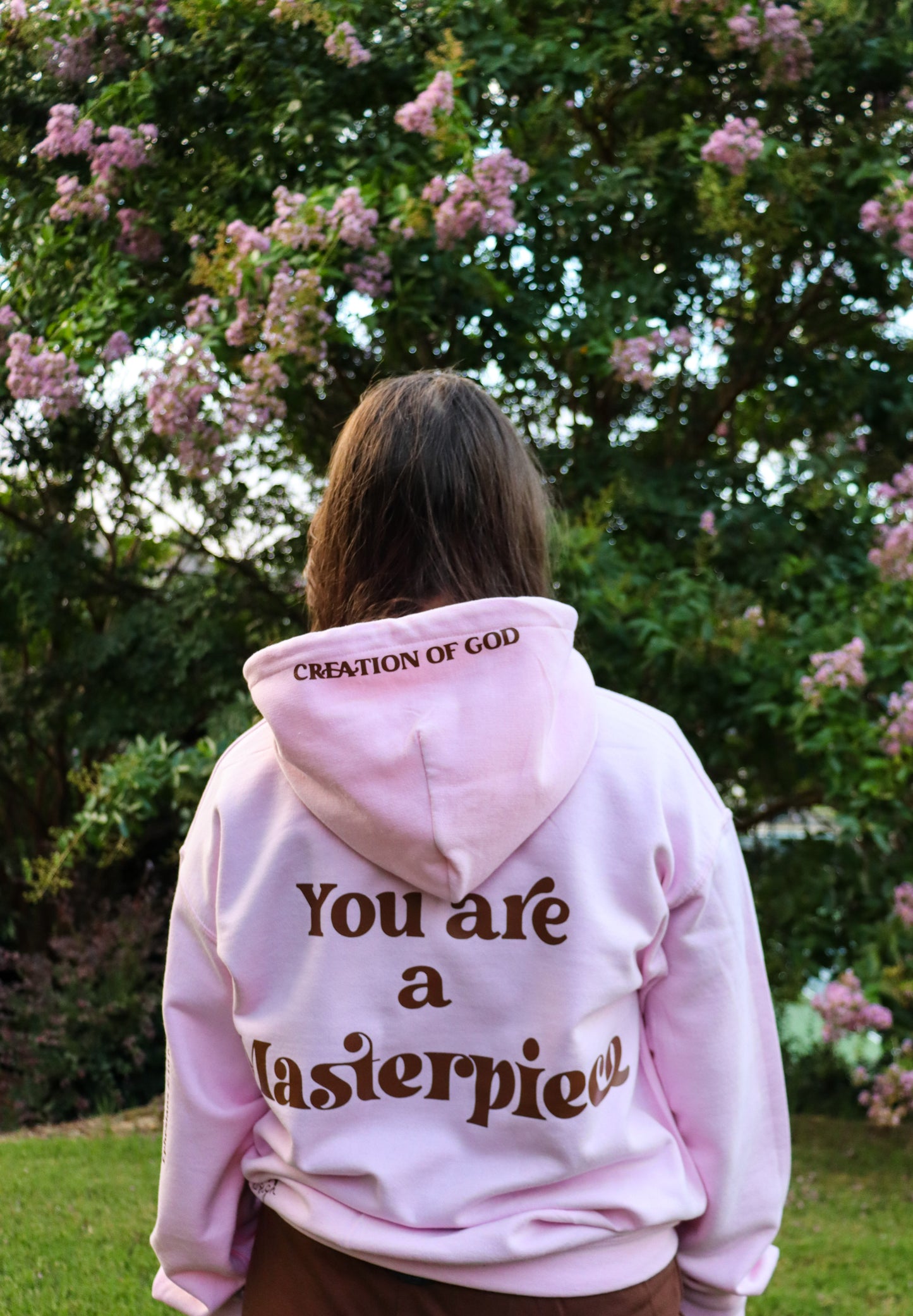 MASTERPIECE HOODIE LIGHT PINK W/ DARK BROWN