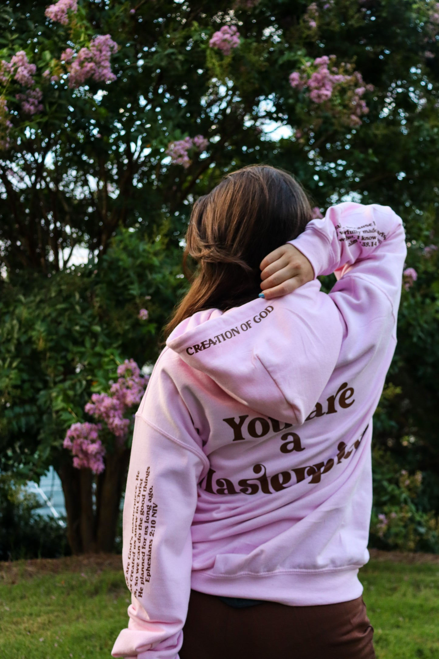 MASTERPIECE HOODIE LIGHT PINK W/ DARK BROWN
