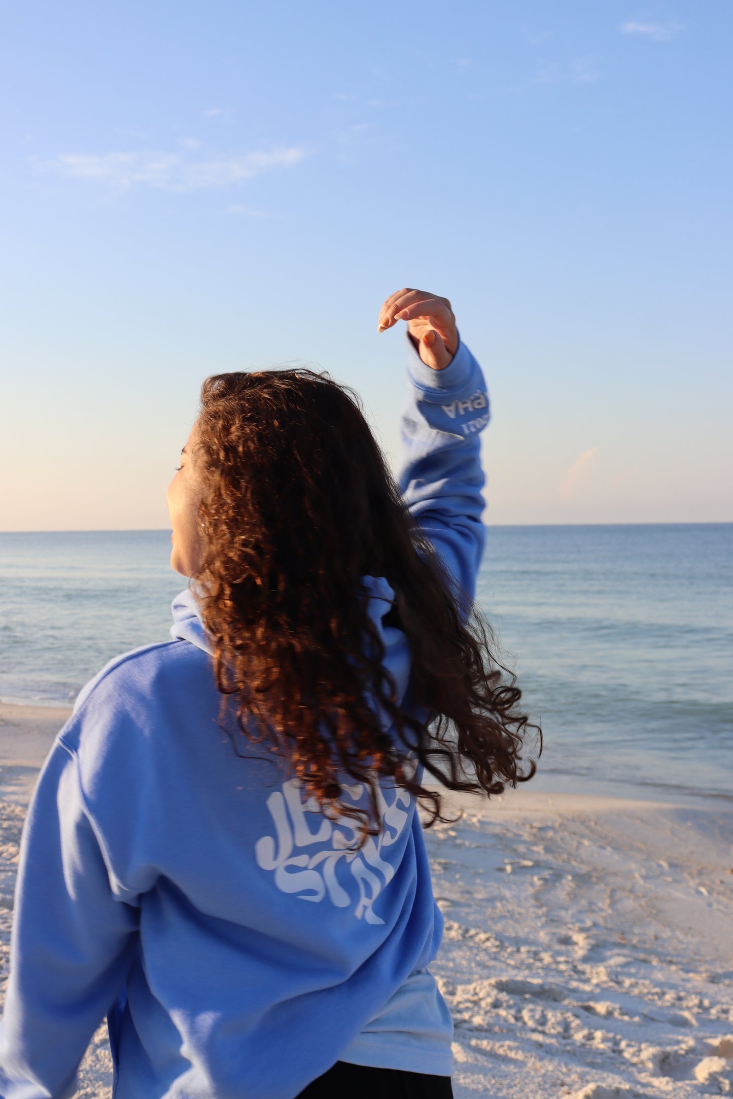 JESUS STAYS HOODIE CAROLINA BLUE W/ WHITE