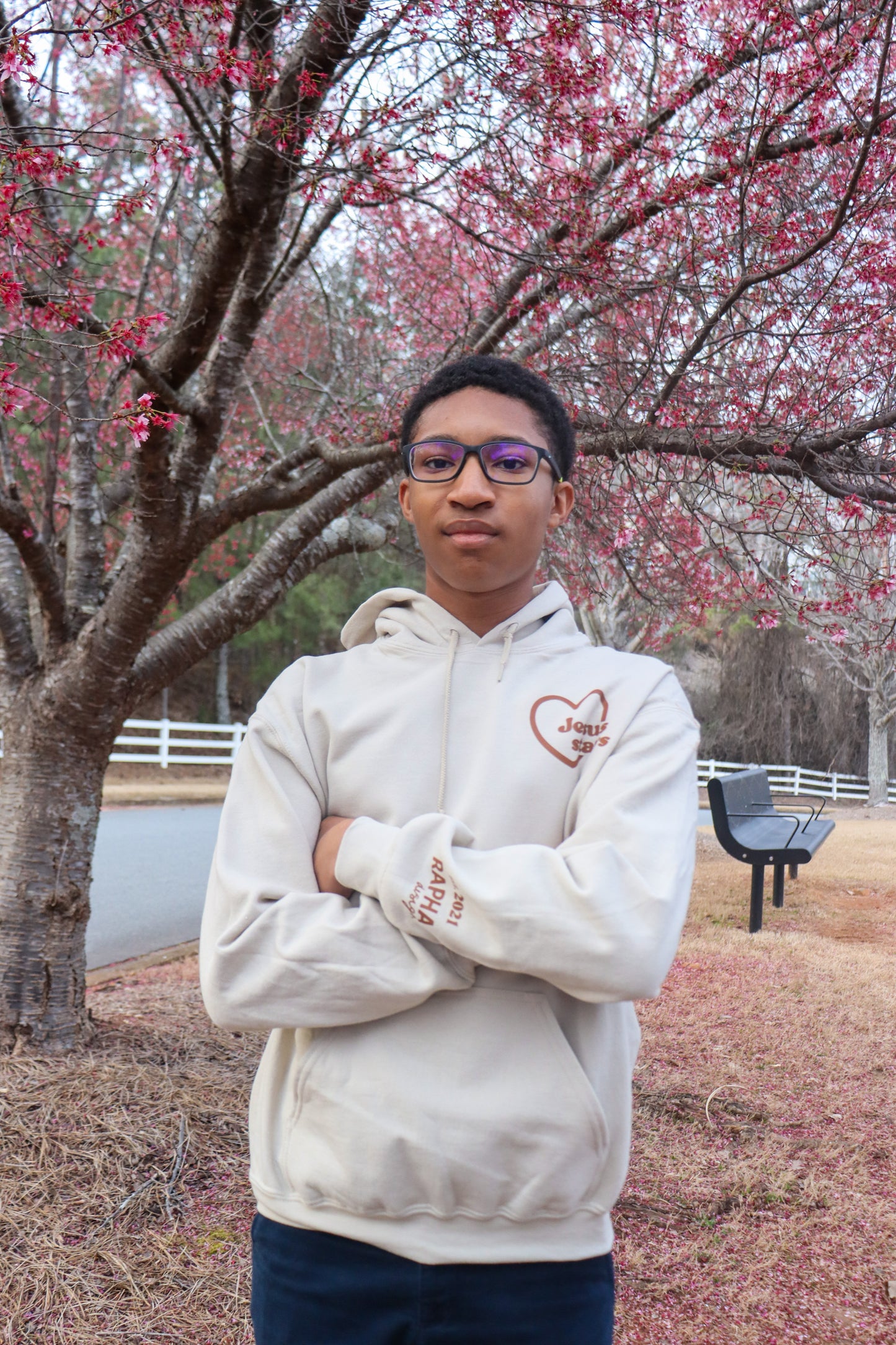 JESUS STAYS BEIGE W/ MOCHA HOODIE
